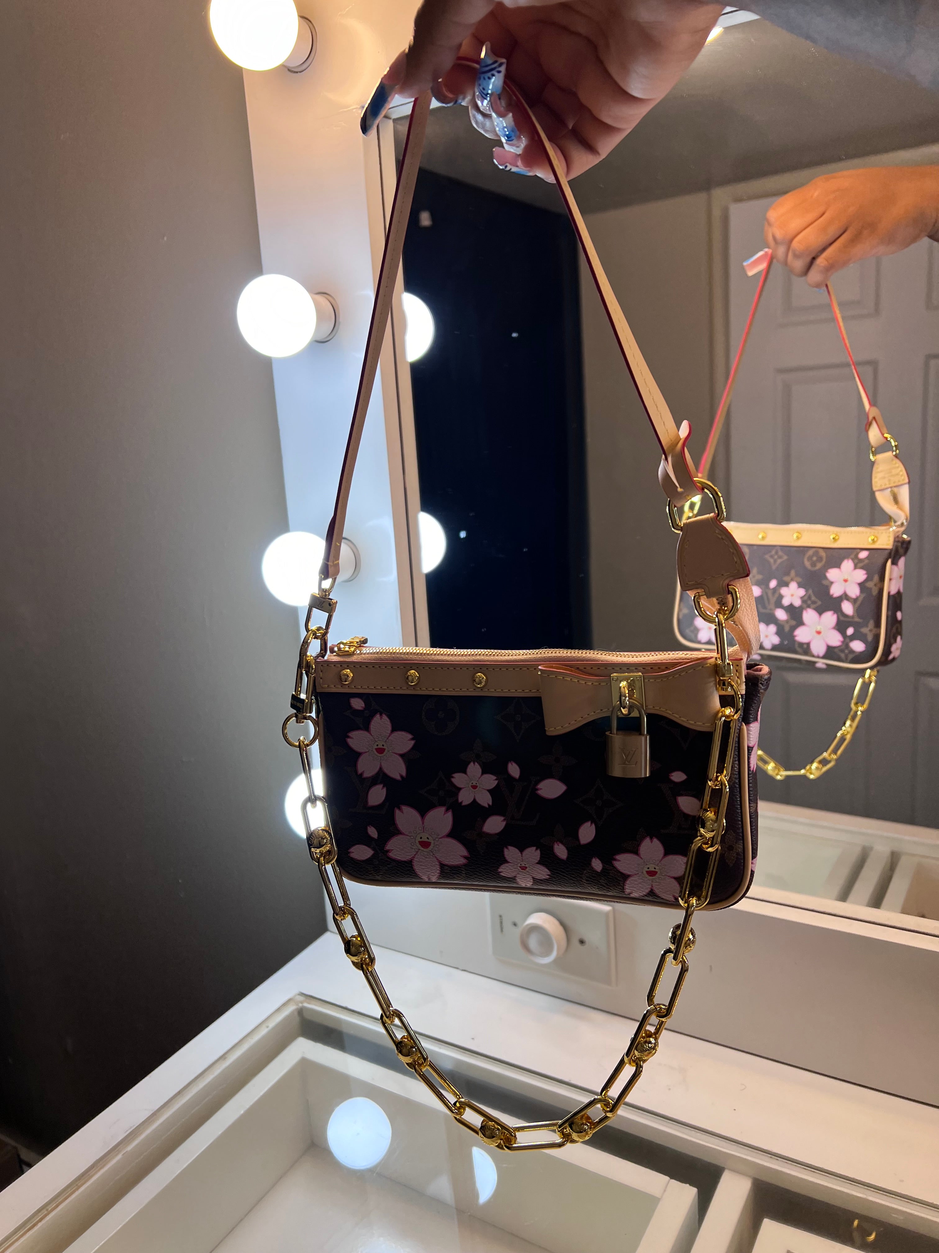 Pink & Brown Designer Inspired Shoulder Bag