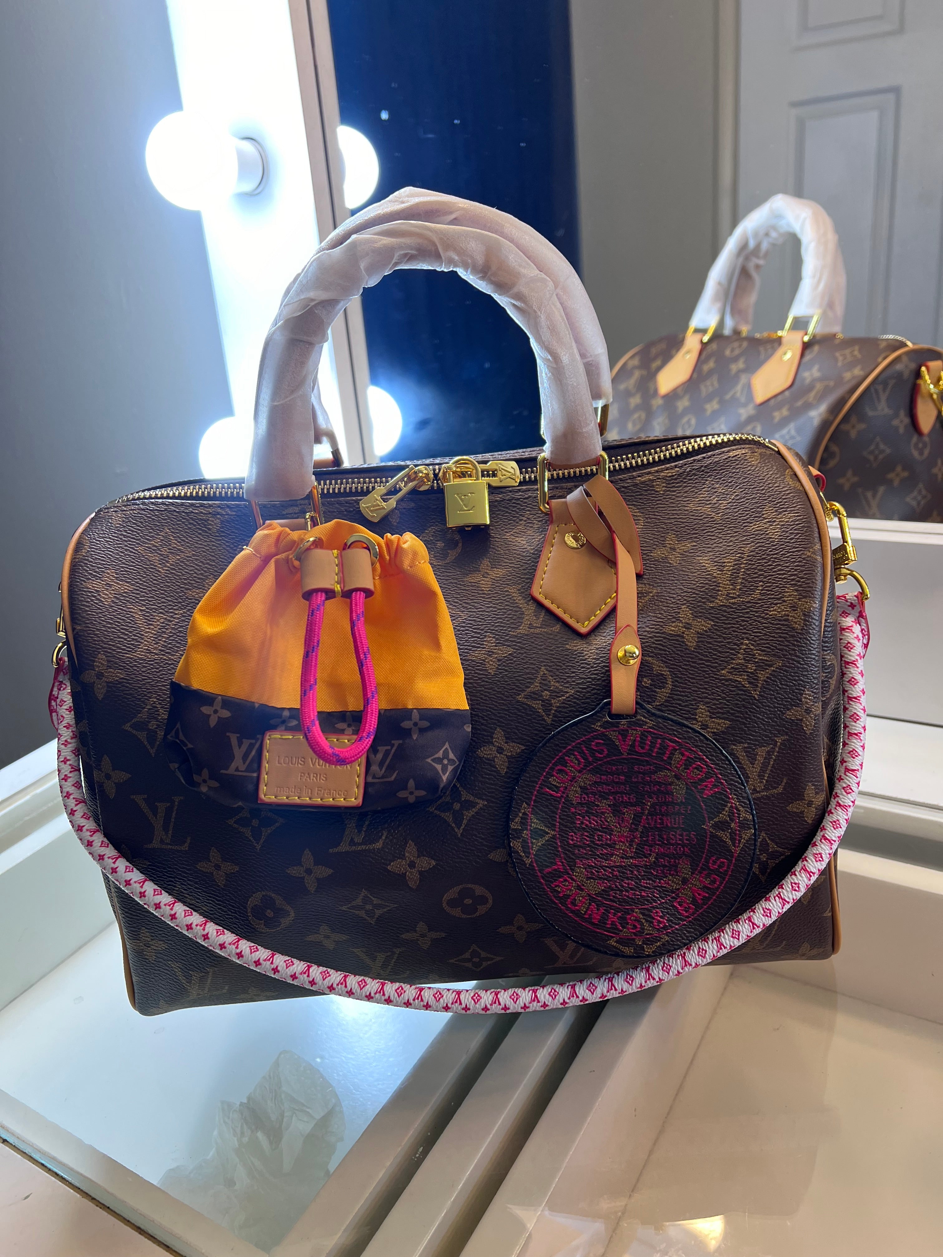 Brown Designer Inspired Duffle Bag (L)