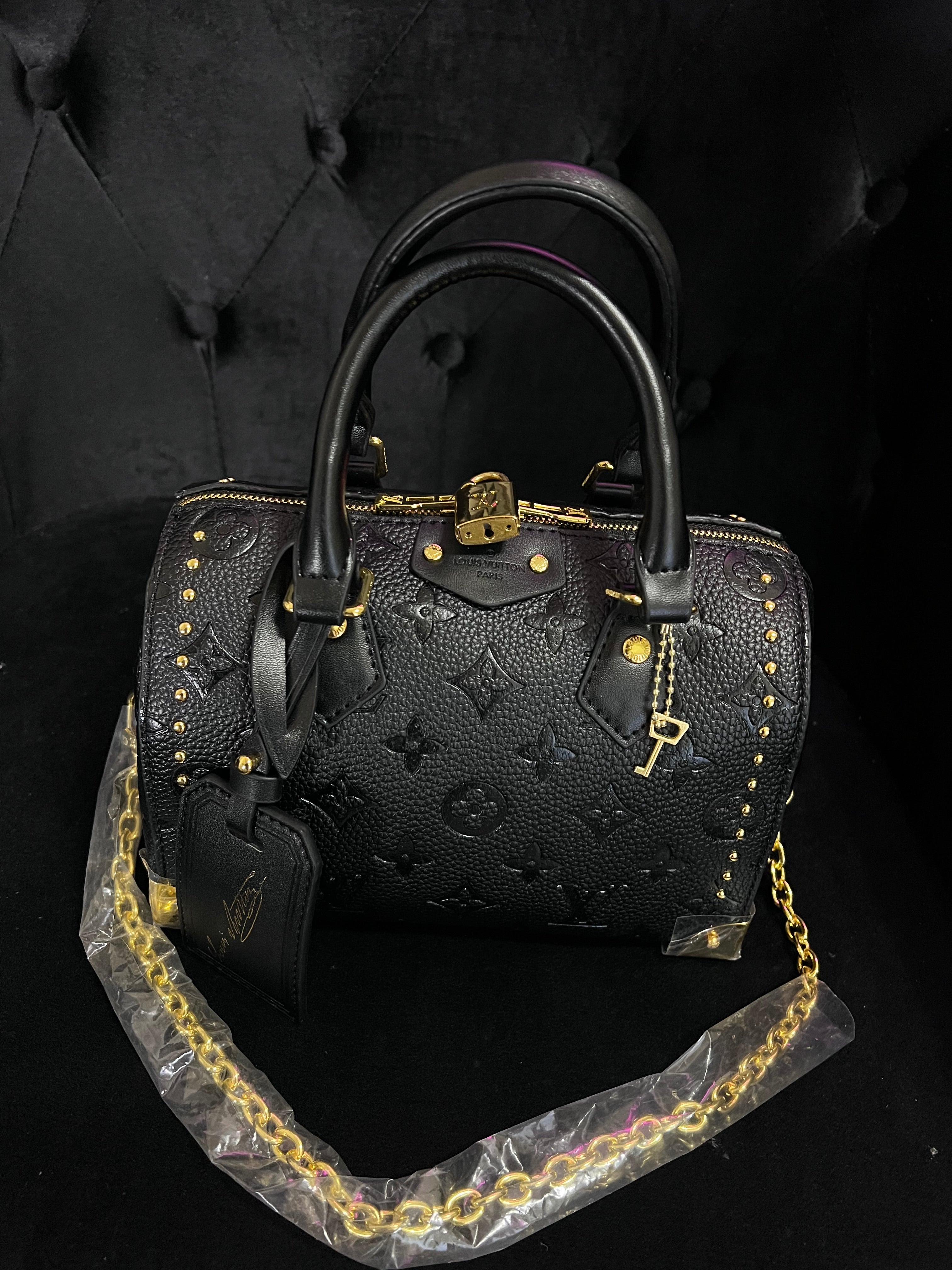 Black & Gold Designer Inspired Duffle Bag